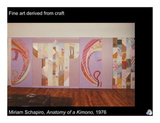 Fine art derived from craft




Miriam Schapiro, Anatomy of a Kimono, 1976
 