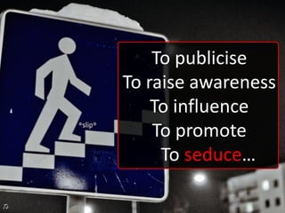 To publicise
      To raise awareness
          To influence
          To promote
           To seduce…

Tíz
 