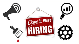 Icons for marketing, tech, create. NOT data
• Our Jobs are multi
 