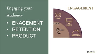 ENGAGEMENTEngaging your
Audience
• ENAGEMENT
• RETENTION
• PRODUCT
 
