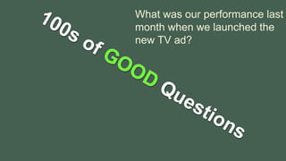 What was our performance last
month when we launched the
new TV ad?
 