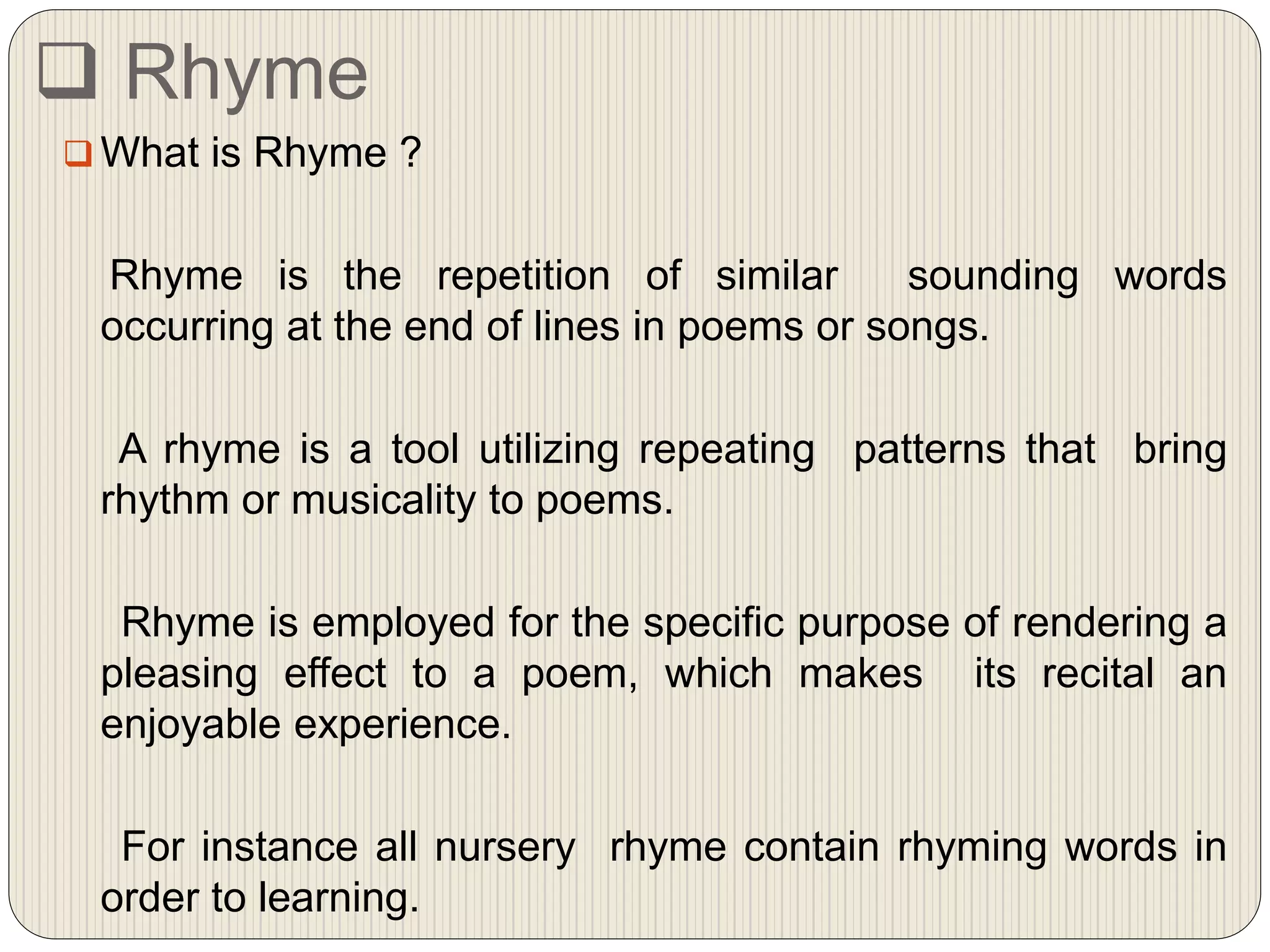 Rhyme v/s Blank verse PPT