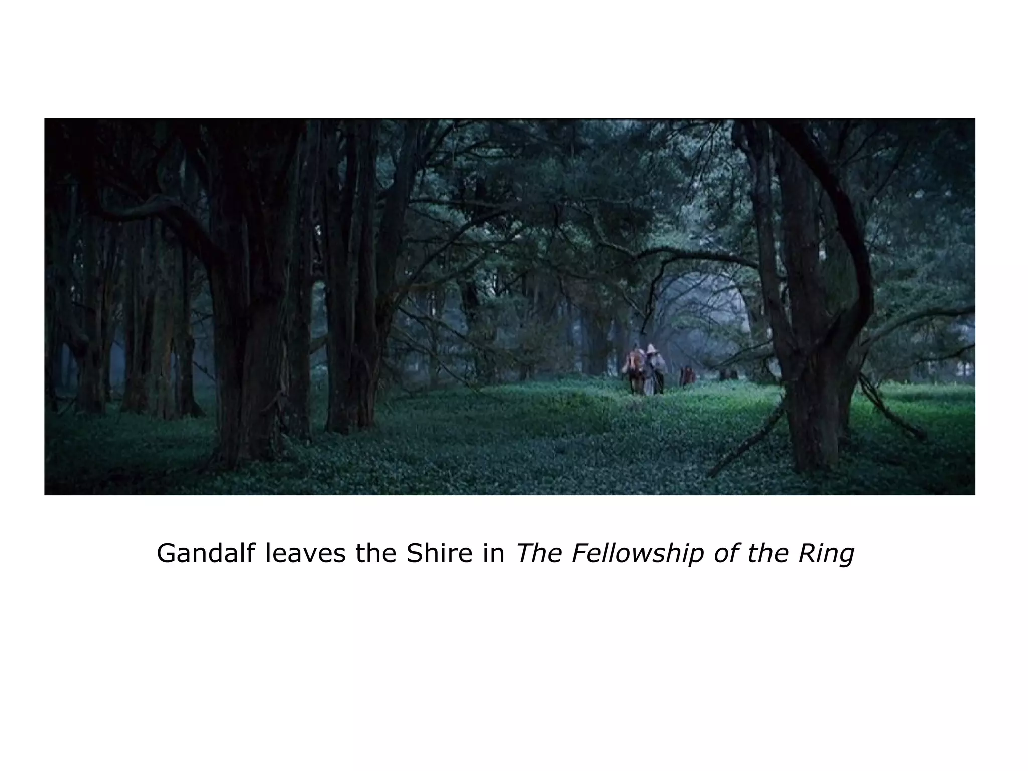 Gandalf leaves the Shire in The Fellowship of the Ring
 