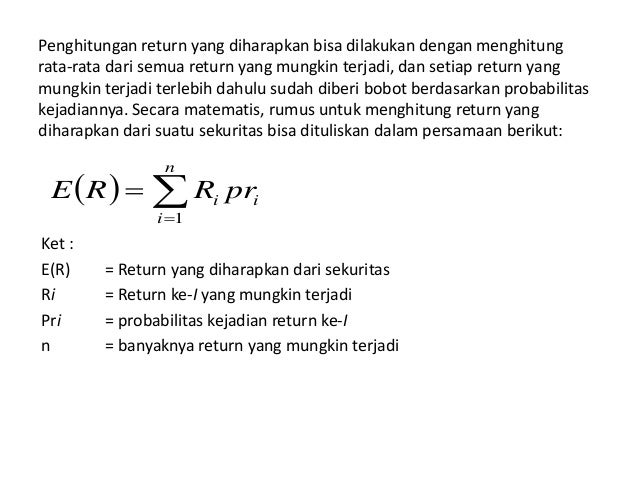 Return Yang Diharapkan Dan Risiko Portofolio