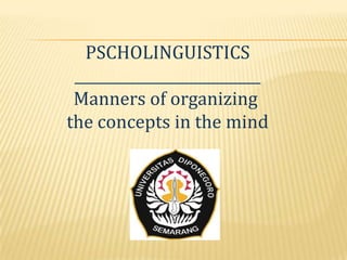 PSCHOLINGUISTICS
 __________________________
 Manners of organizing
the concepts in the mind
 