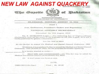 NEW LAW AGAINST QUACKERY

 