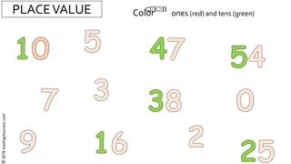 PLACEVALUE Color ones (red) and tens (green)
©2019reading2success.com
 