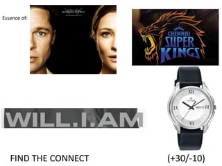 Essence of:




   FIND THE CONNECT   (+30/-10)
 