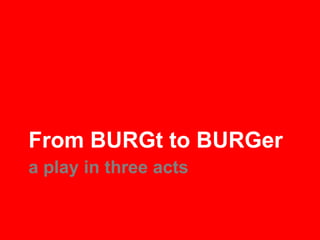 From BURGt to BURGer
a play in three acts
 