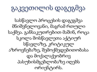 აქტიური ლექცია - გაკვეთილის ორგანიზების საფეხურების სქემა PP პრეზენტაციის გამოყენებით (5 წთ.)  