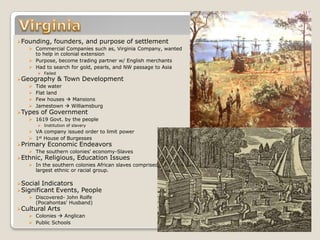 VirginiaFounding, founders, and purpose of settlement