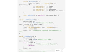 Comprehensive Hospital Management System Project in C++ for Class XII | PDF