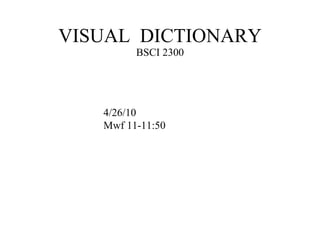 VISUAL  DICTIONARY BSCI 2300 4/26/10 Mwf 11-11:50 