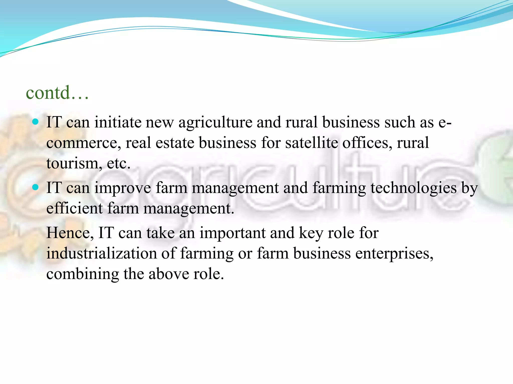 Thepresent state of AGRICULTURE IN INDIAThe agricultural sector in India is currently passing through a difficult phase. India is moving towards an agricultural emergency due to lack of attention, insufficient land reforms, defective land management, non-providing of fair prices to farmers for their crops, inadequate investment in irrigational and agricultural infrastructure in India, etc. India’s food production and productivity is declining while its food consumption is increasing. 
