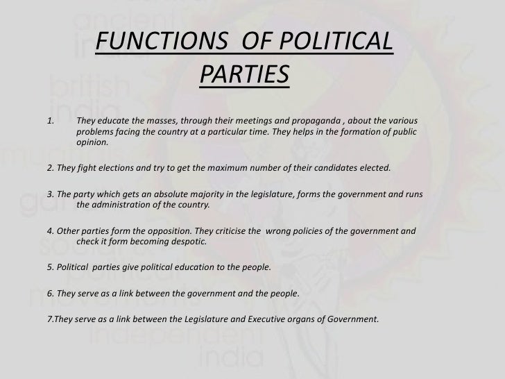 What are some functions of political parties?
