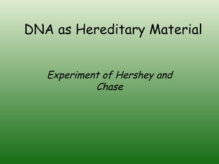 DNA as Hereditary Material Experiment of Hershey and Chase 