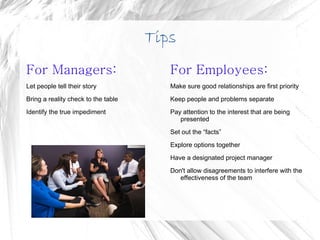 Comprising : This style wants to try and partially satisfy everyone. This style is useful when the cost of conflict is higher than the cost of losing progress.  