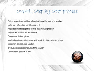 Accommodating : Meets everyone’s standards at the expense of their own needs, very cooperative. Very easily persuaded to surrender a position even if they don't want to. This style is unlikely to have the best outcomes. 