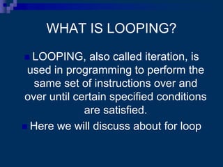 PRESENTATION ON FOR LOOP | PPTX