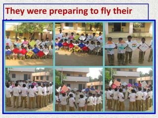 They were preparing to fly their
kites.
 