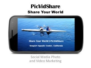 PicVidShare
Share Your World
Social Media Photo
and Video Marketing
 