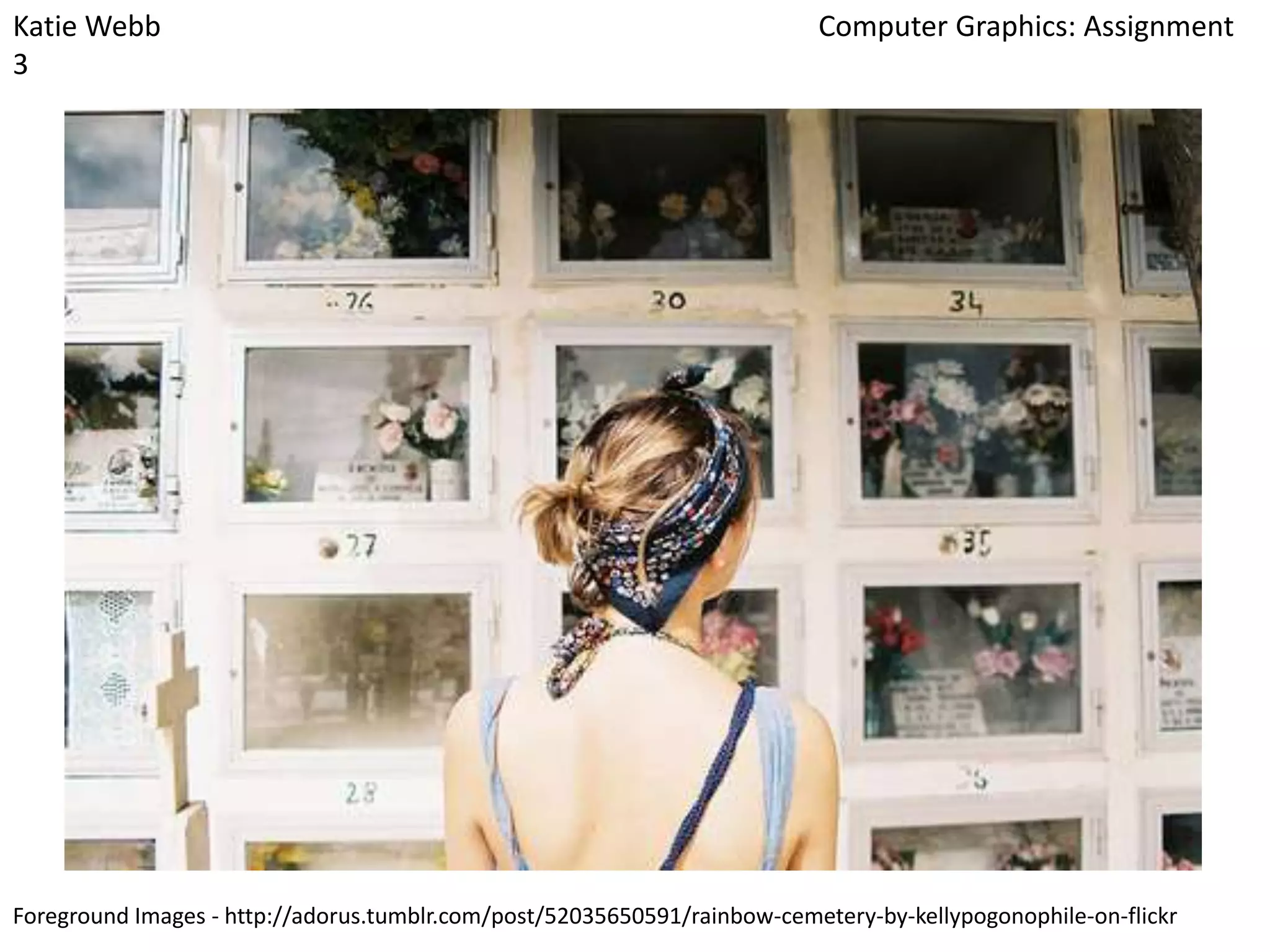 Katie Webb
3

Computer Graphics: Assignment

Foreground Images - http://adorus.tumblr.com/post/52035650591/rainbow-cemetery-by-kellypogonophile-on-flickr

 