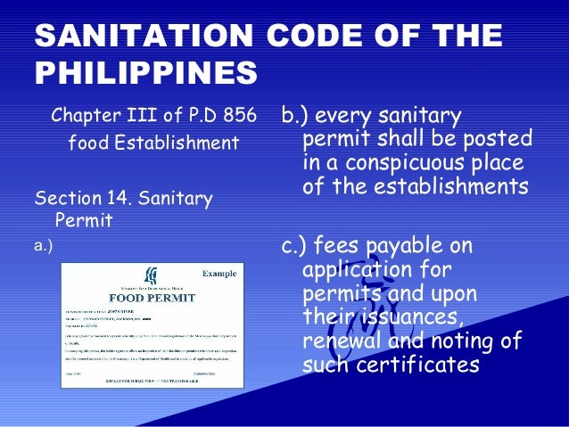 Code Of Sanitation Of The Philippines For Food Service Establishment Code Of Sanitation Of The Philippines For Food Service Establishment