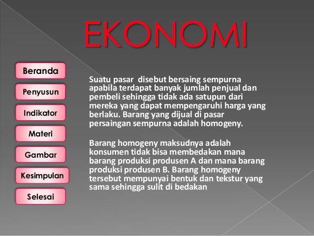 Ekonomi Pasar Persaingan Sempurna Dan Tidak Sempurna