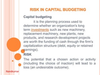 Risk analysis in capital budgeting | PPTX