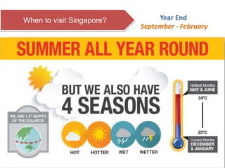 When to visit Singapore? Year End 
September - February 
 