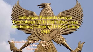 Hubungan Pancasila dengan
Pembukaan UUD NRI Tahun 1945
dan Batang Tubuh UUD NRI Tahun
1945
 