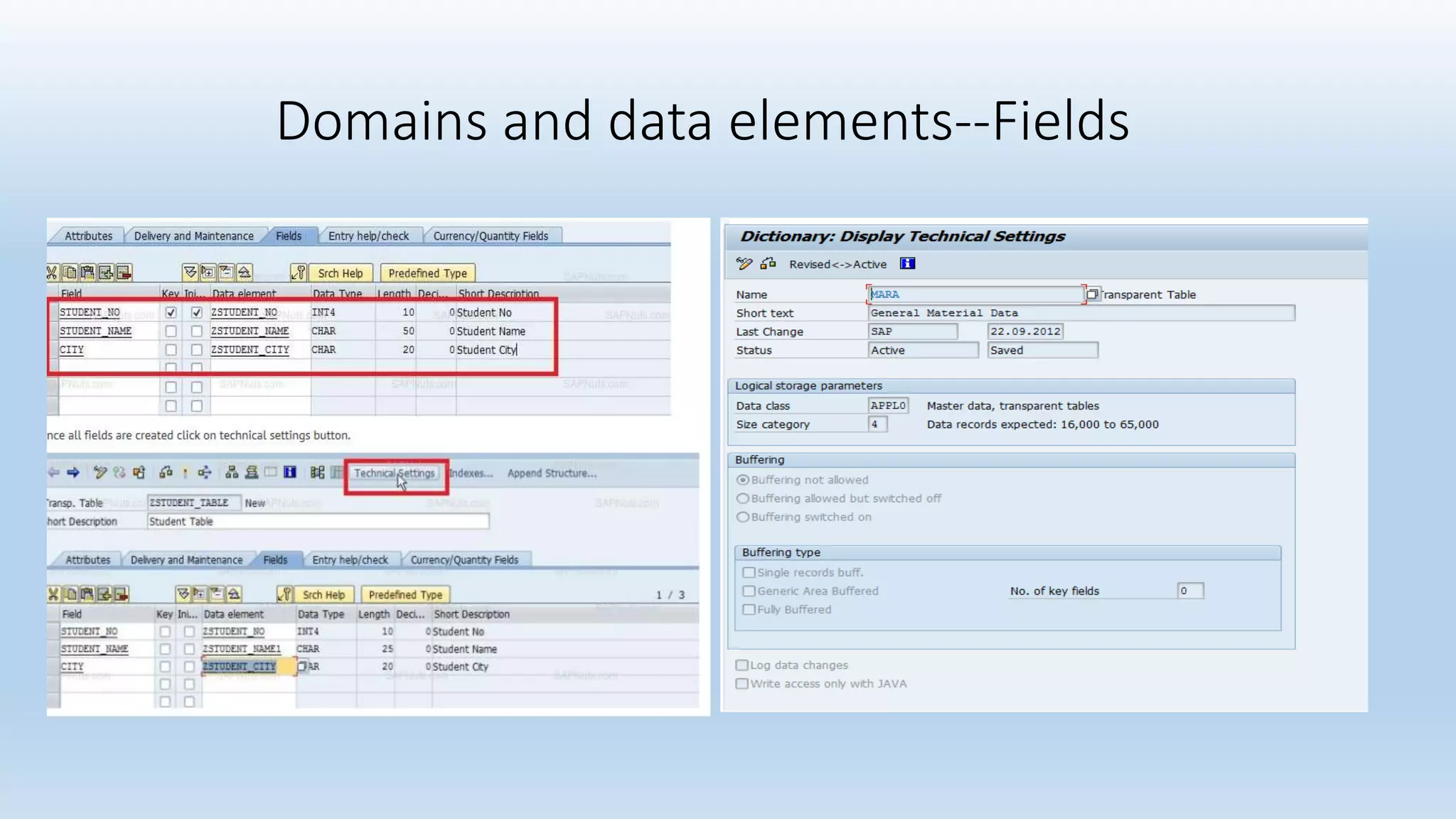 Domains and data elements--Fields
 
