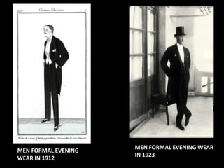 MEN FORMAL EVENING
WEAR IN 1912
MEN FORMAL EVENING WEAR
IN 1923
 