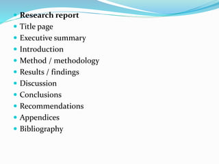 Report Approach Structure of report | PPTX