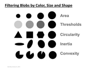 Saturday, January 21, 2017
Filtering Blobs by Color, Size and Shape
 