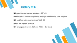 History of C Programming Language | PPTX | Programming Languages ...