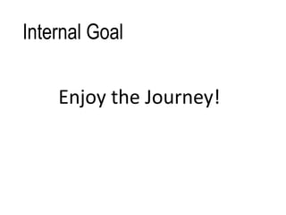 Internal Goal
Enjoy the Journey!
 