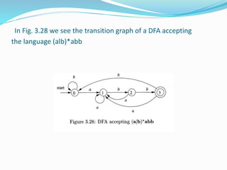 In Fig. 3.28 we see the transition graph of a DFA accepting
the language (alb)*abb
 