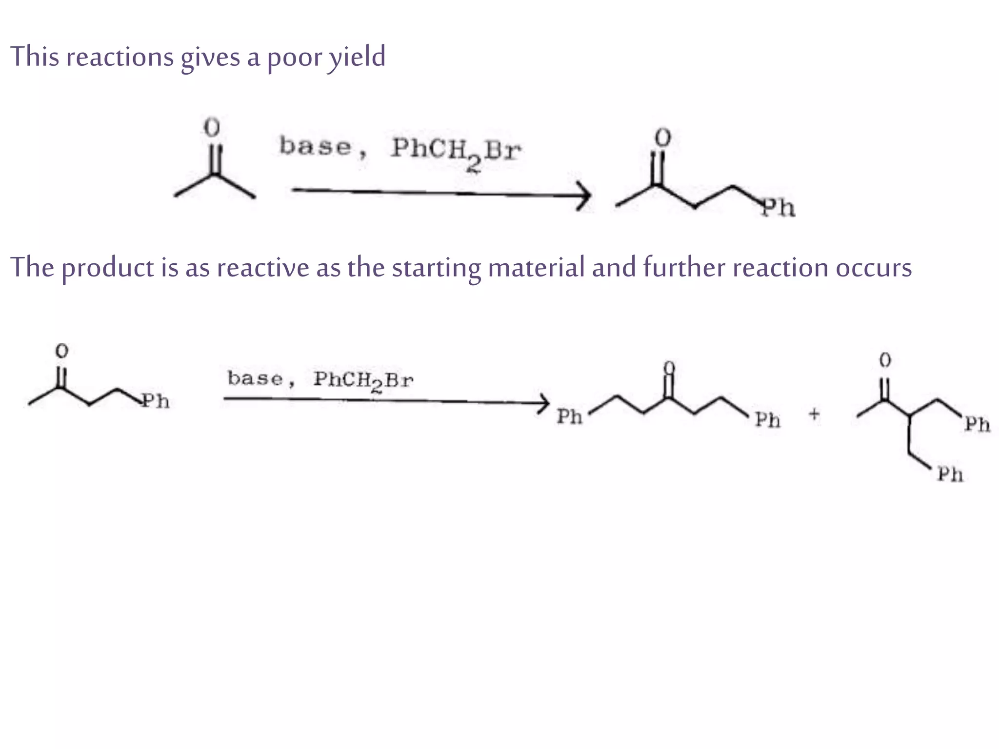 This reactions gives a poor yield
The product is as reactive asthe starting material and further reaction occurs
 