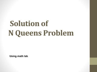 Solution of N Queens Problem genetic algorithm | PPTX