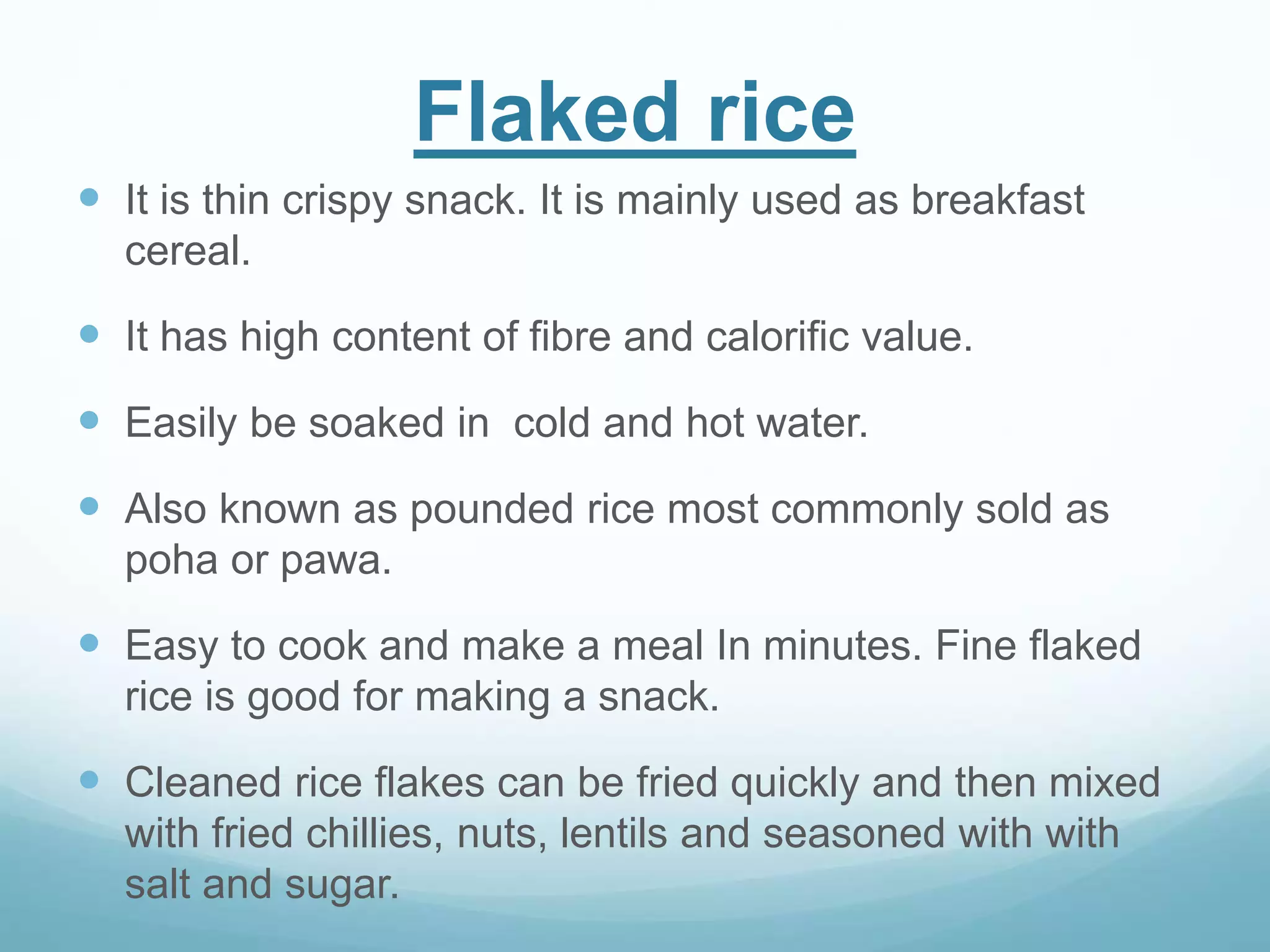 Flaked Rice Label puffed and flaked rice | PPTX