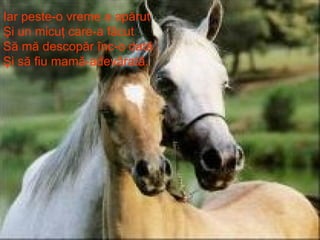 Iar peste-o vreme a apărut  Şi un micuţ care-a făcut Să mă descopăr înc-o dată Şi să fiu mamă-adevărată. 