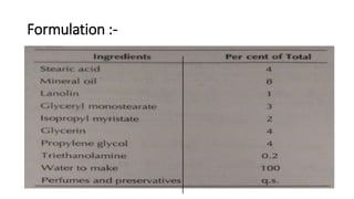 formulation on cosmetic skin care creams | PPTX