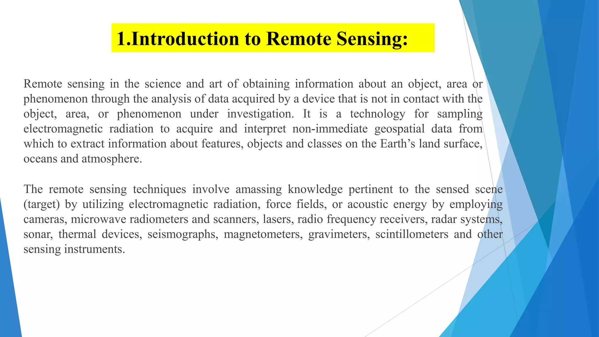 Remote Sensing Meaning, Concept and Components Geography PPT