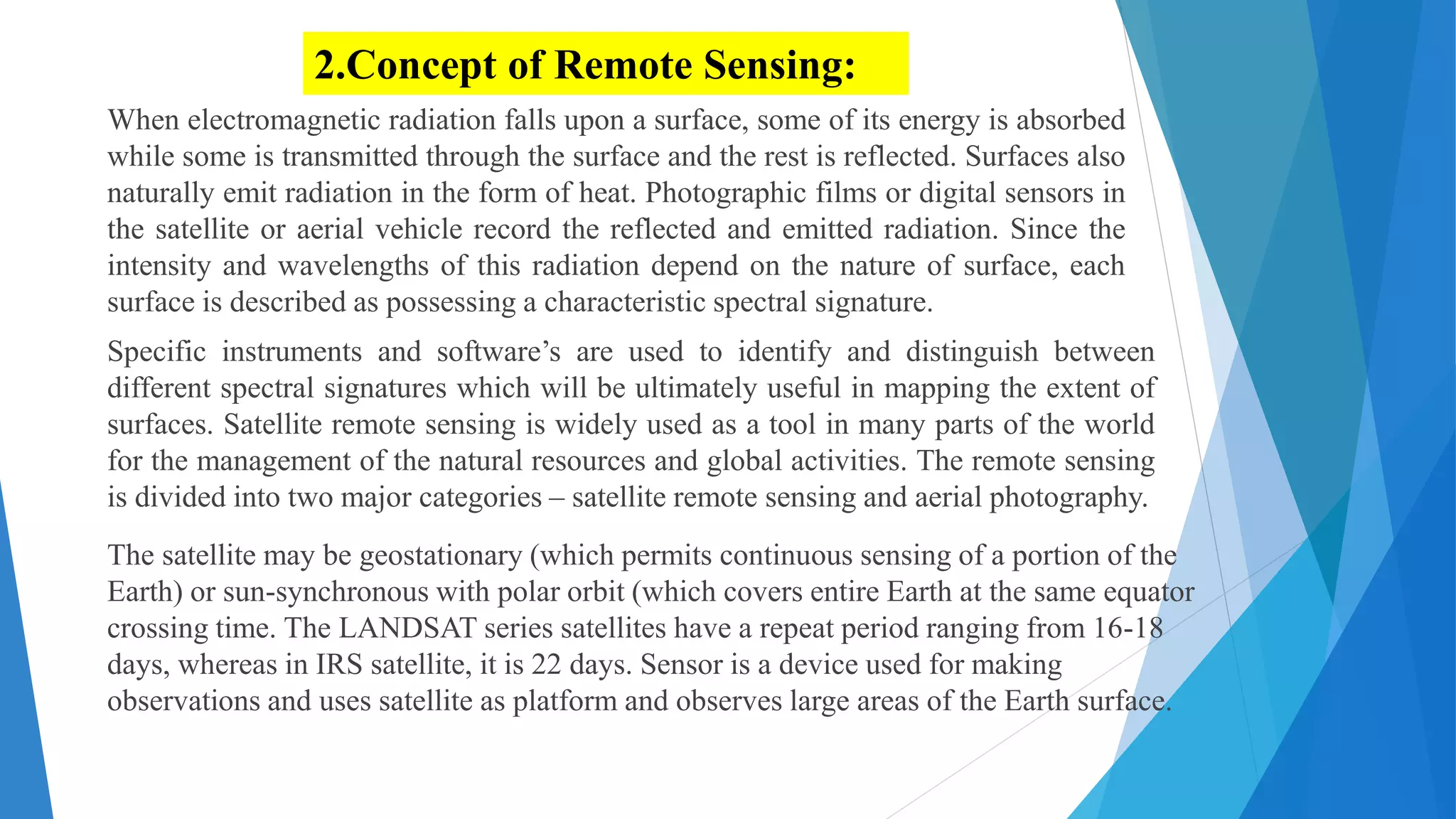 Remote Sensing Meaning, Concept and Components Geography PPT