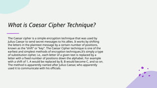 Presentation on Ceaser cipher encrypting messages | PPTX