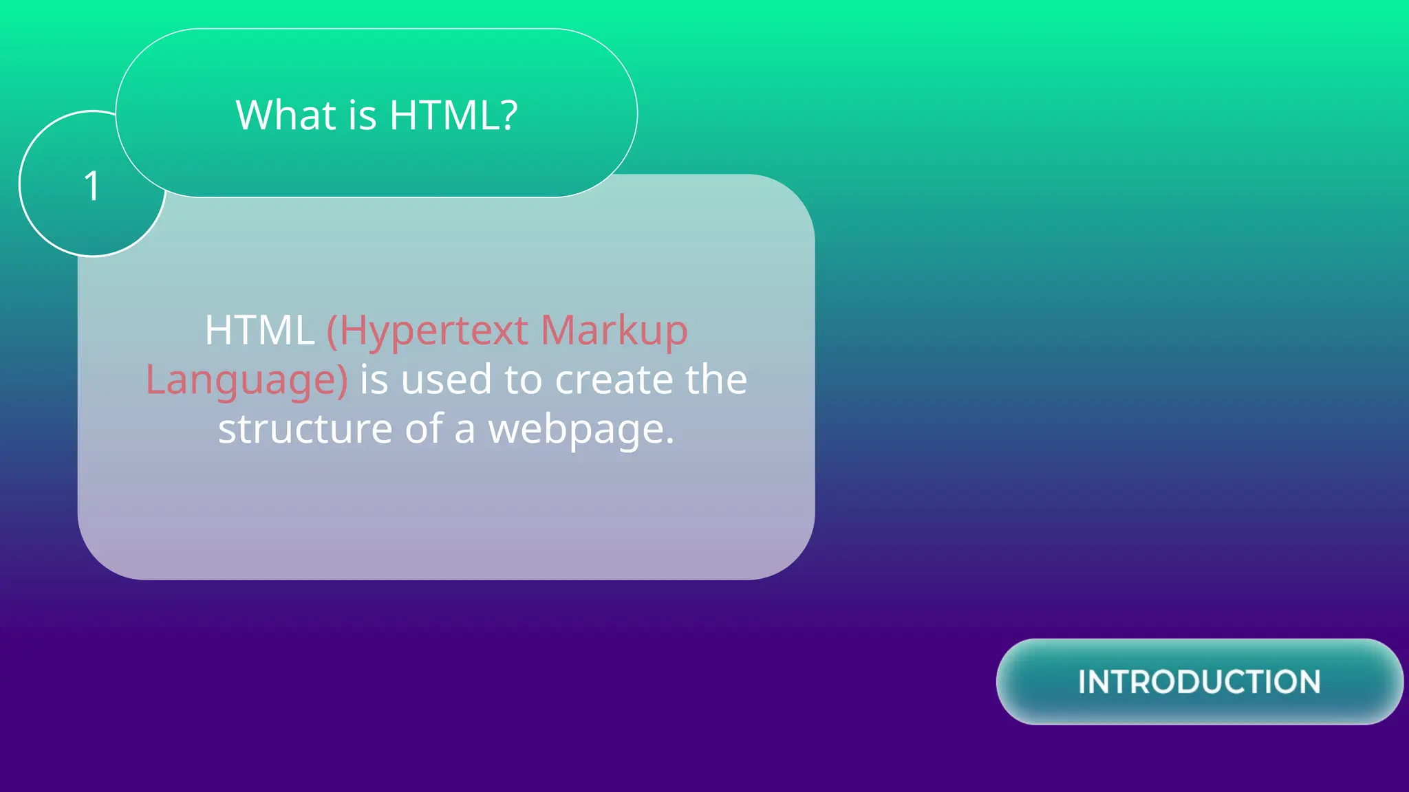 HTML (Hypertext Markup
Language) is used to create the
structure of a webpage.
1
What is HTML?
 