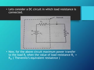 Presentation of Electrical Engineering ( Maximum Power Transfer Theorem ...
