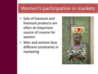 Key livelihood and gender issues in livestock