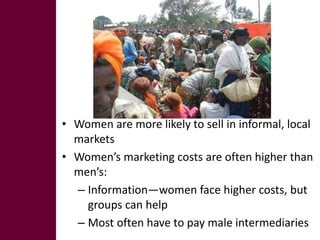 Key livelihood and gender issues in livestock